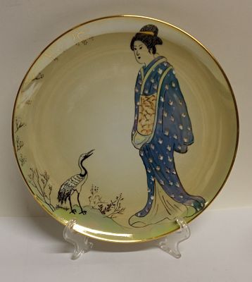 ЯПОНКА И ЖУРАВЛЬ Декоративная тарелка Ручной работы ав. Осинцева.С.Л. БФЗ. *Ручная роспись 