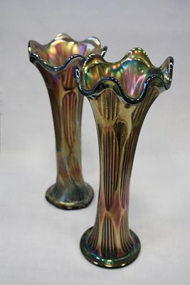 Вазы парные Радужные иризированное стекло США, Northwood Glass Company. Материал: Стекло 