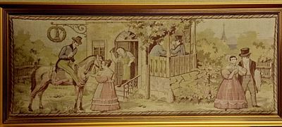 Гобелен Сценка из сельской жизни Франция. Материал: Ткань 
Страна: Франция 
Состояние: Отличное 
