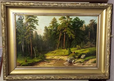 Картина &laquo;Сосновый бор. Мачтовый лес в Вятской губернии&raquo; И.Шишкин. Копия 19 века. Состояние: 