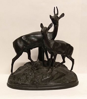 Скульптура большая ОЛЕНИ НА ГОРЕ Касли 1956 год.