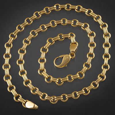 Punzones de la Joyer&iacute;a Durant. - Cadena de eslabones circulares y rectangulares en oro amarillo de 