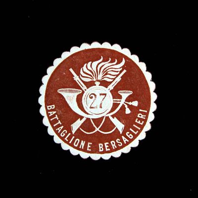 Непочтовая марка 27-й Батальон берсальеров, Италия. Количество марок: 1 шт. 
Состояние: Хорошее 