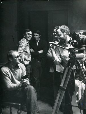 Илья Авербах, Дмитрий Долинин и Владимир Светозаров на съемках фильма "Объяснение в любви". 