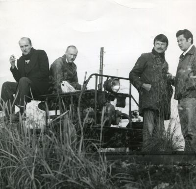 Александр Кайдановский, Анатолий Солоницын, Андрей Тарковский и Александр Княжинский на съемках 