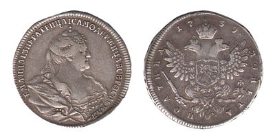 Полтина 1739. R. Красный монетный двор. Биткин № 215 R. Тираж: 119 078 шт. Серебро. Вес: 12.13 г.