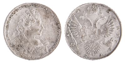 1 Рубль 1732. Кадашевский монетный двор. Биткин № 49. Тираж: 1 487 133 шт. Серебро. Вес: 25.68 г.