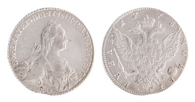 1 Рубль 1776. СПБ ТИ ЯЧ. Санкт-Петербургский монетный двор. Биткин № 221. Тираж: 2 625 000 шт. 