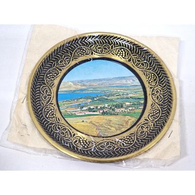 צלחת נחושת לתליה וינטג'. צלחת נחושת עם תמונה של הכנרת... 
קוטר - 15.5 ס"מ