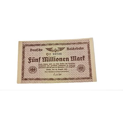 שטר של חמישה מיליון מארק. שטר גרמני שמור במצב טוב שנת 1923. 
אורך -14.5 ס"מ 
רוחב - 9 ס"מ