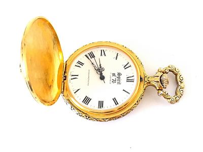 שעון כיס שוויצרי. שעון מיוחד בעיצובו, מצופה זהב עם תבליט של פעמון 
קוטר - 4 ס"מ 
לא נבדקה תקינותו.