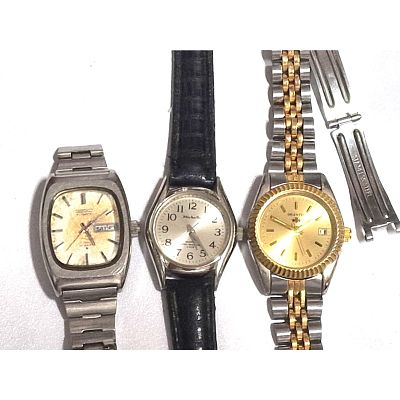 לוט שעונים לנשים. שלושה שעונים : SEIKO , ORIENTEX , MICHELLE 
SEIKO - תקין . 