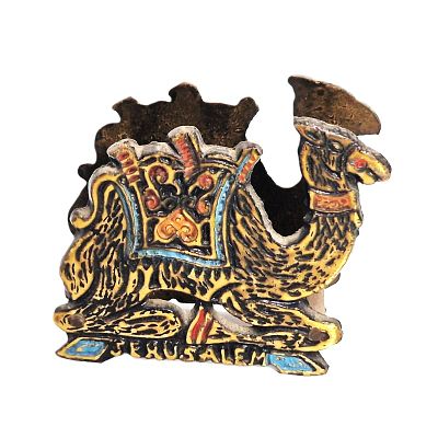 מחזיק למפיות וינטג' JERUSALEM. פריט יצוק פליז, בצורת גמל. 
רוחב - 8 ס"מ 
גובה - 8 ס"מ