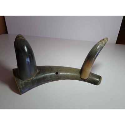 זוג קרניים לתליה. זוג קרניים לנוי לתליה מיוחדות הקרניים עומדות על קרן חתוכה באורך24 ס"מ. רוחב כ 7 ס"מ