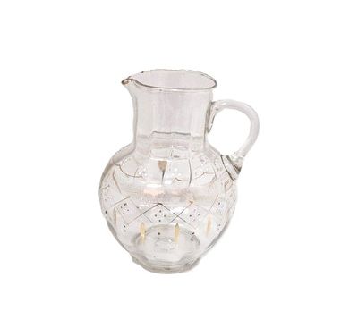 כד זכוכית מעוצב. כד מים מעוצב 
גובה - 15 ס"מ 
קוטר הבסיס - 6 ס"מ