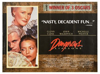 Set Movie Posters Field Of Dreams Dangerous Liaisons Last Emperor. Set of ten original vintage 