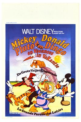 Two Walt Disney Movie Posters Mickey Mouse Donald Duck Pluto Dingo Without a Family. Set of two 
