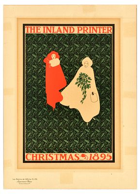 Advertising Poster Inland Printer Christmas Art Nouveau Bradley. Original antique advertising 