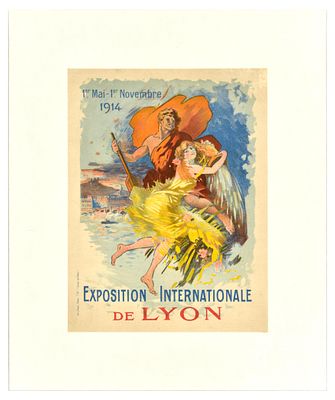Advertising Poster Exposition Internationale De Lyon. Original antique advertising poster for 