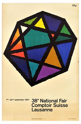 Advertising Poster Swiss National Fair Diamond Piatti. Original vintage advertising poster for 