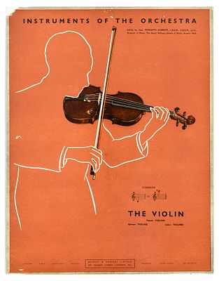 Advertising Poster Instruments Of The Orchestra Violin Music. Original vintage advertising 