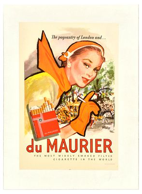 Advertising Poster Du Maurier Cigarette Smoking Tobacco. Original vintage advertising poster for 