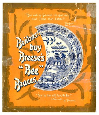 Advertising Poster Britons Buy Breese Bee Braces Hovens Clip. Original antique advertising 