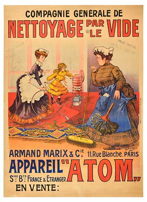 Advertising Poster Atom Vacuum Cleaner H. Besson. Original antique advertising poster for the 