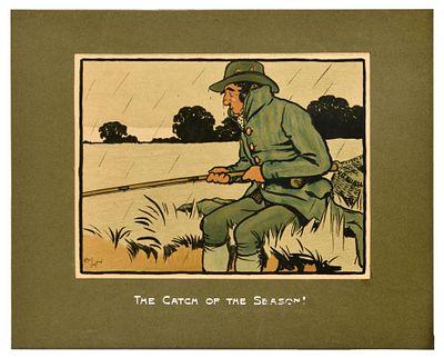 Lithograph Print Catch Of The Season Fisherman Cecil Aldin. Original antique poster The Catch of 