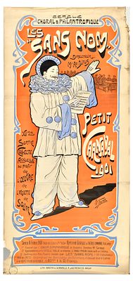 Advertising Poster Petit Carnaval Art Nouveau Belgium Les Sans Nom No Names. Original antique 