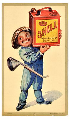 Advertising Poster Shell Belgian Benzine Engine Oil Ceisse Generale De Reports de Depots. Origina 