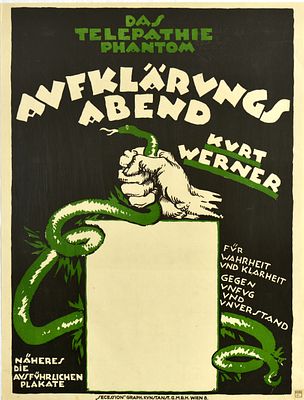 Advertising Poster Telepathy Snake Phantom Occult Kurt Werner Austria. Original vintage poster - 
