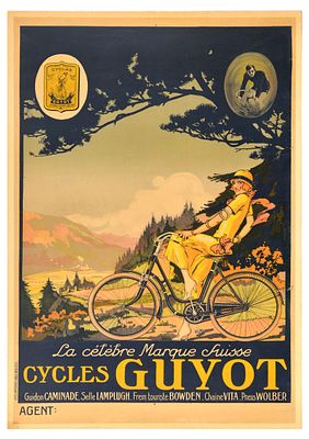 Advertising Poster Guyot Cycles Swiss Bicycle. Original vintage advertising poster - La celebre 