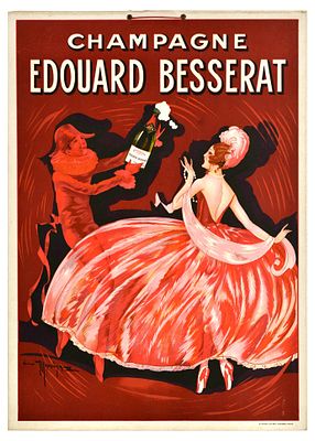 Advertising Poster Champagne Edouard Besserat Gaston Marechaux. Original antique drink 