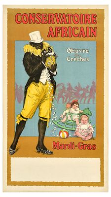 Advertising Poster Africa Mardi Gras Conservatoire Africain Oeuvre Des Creches. Original antique 