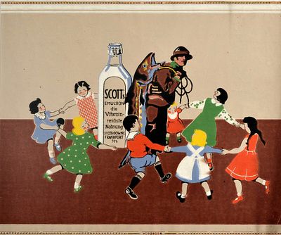 Advertising Poster Scott Emulsion Fish Oil Vitamin Food Supplement Fisherman. Original vintage 