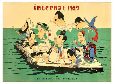 Advertising Poster France Politics Internat Raft of the Medusa Jean E. Bernard. Original vintage 