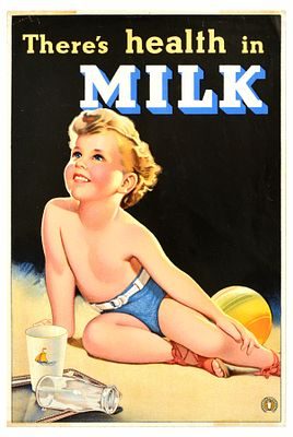 Advertising Poster Health In Milk Scottish Marketing Board. Original vintage food and drink 