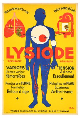 Advertising Poster Lysiode Depuratif Health Remedy. Original vintage advertising poster for 