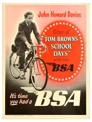 Advertising Poster BSA John Howard Davies Tom Browns School Days. Original vintage sport poster 