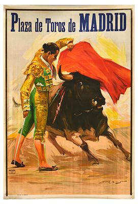 Advertising Poster Madrid Bullfighting Corrida Plaza De Toros. Original vintage advertising 