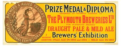 Advertising Poster Plymouth Breweries Pale Ale Beer Brewers Exhibition. Original vintage 