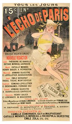 Advertising Poster L'Echo de Paris Newspaper Jules Ch&eacute;ret. Original antique advertising poster 