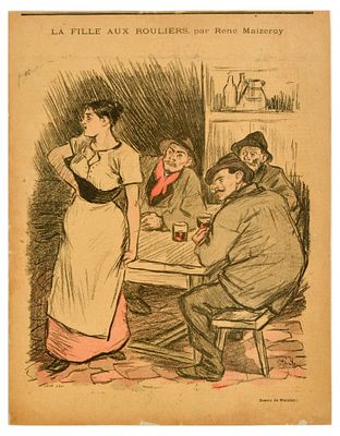 Advertising Poster Steinlen Gil Blas La Fille Aux Rouliers. Original antique illustration by the 
