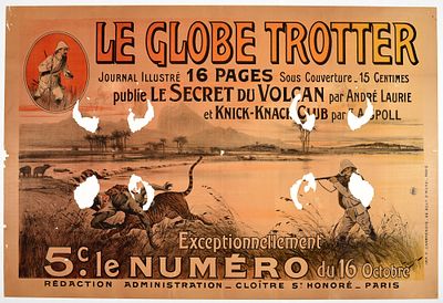 Advertising Poster Le Globe Trotter Illustrated Magazine Louis Tauzin. Original antique 
