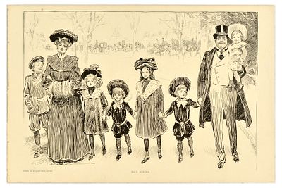 Lithograph Engraving Set Charles Dana Gibson Advertising Poster The Illustrated London News 