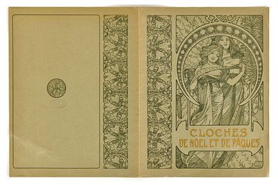 Advertising Poster Mucha Gebhart Cloches De Noel Et De Paques. Original antique Art Nouveau 