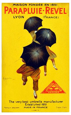 Advertising Poster Revel Umbrella Cappiello Parapluie. Original vintage advertising flyer poster 