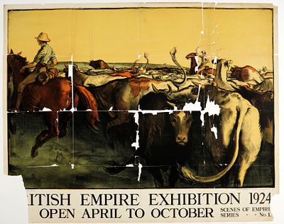 Advertising Poster British Empire Exhibition 1924 Colonial Expo. Original antique advertising 