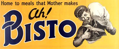 Advertising Poster Bisto Home to Meals That Mother. Original vintage advertising poster: Ah! 